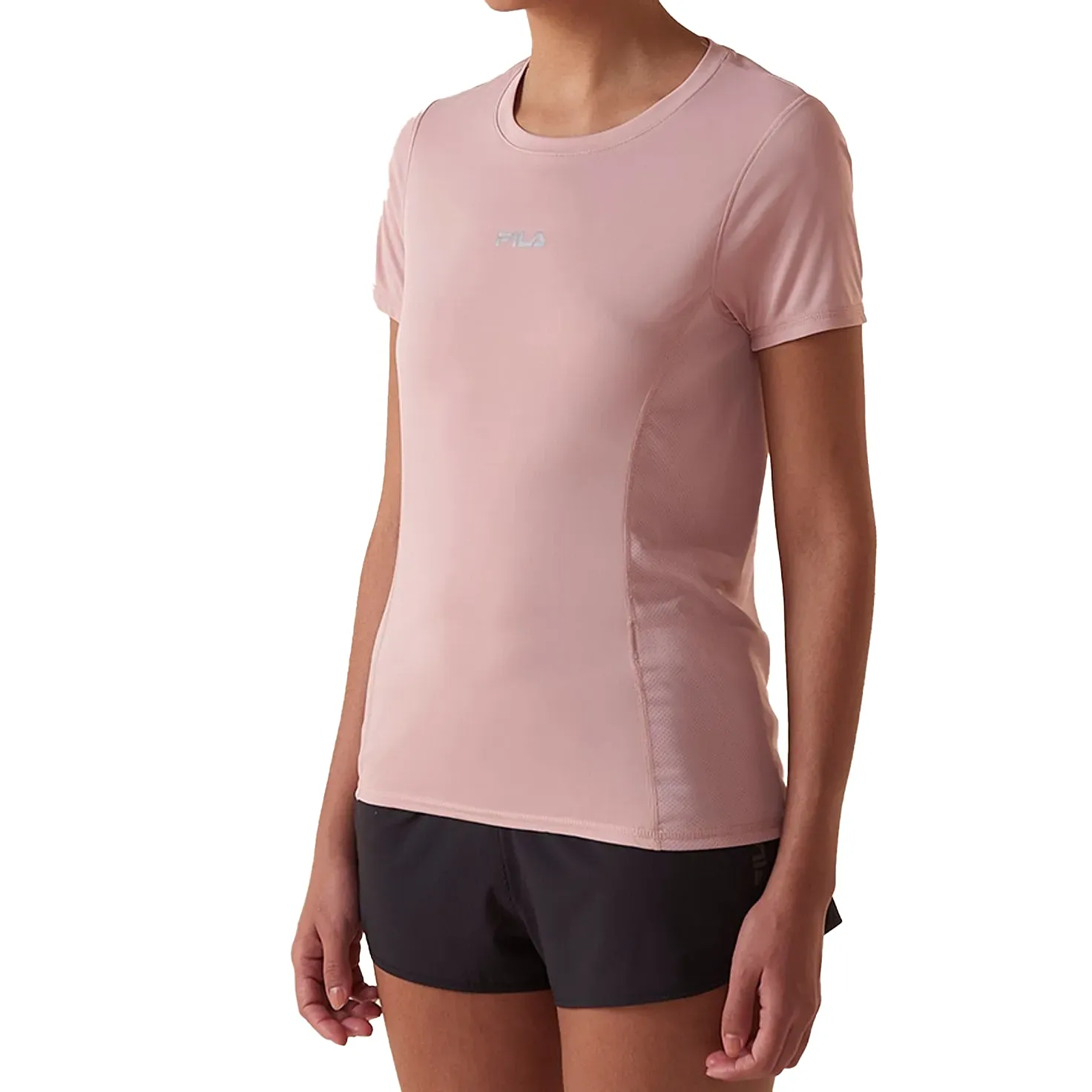 Blusa feminina Fila Core Run nude rosê vista lateral para ajuste e conforto